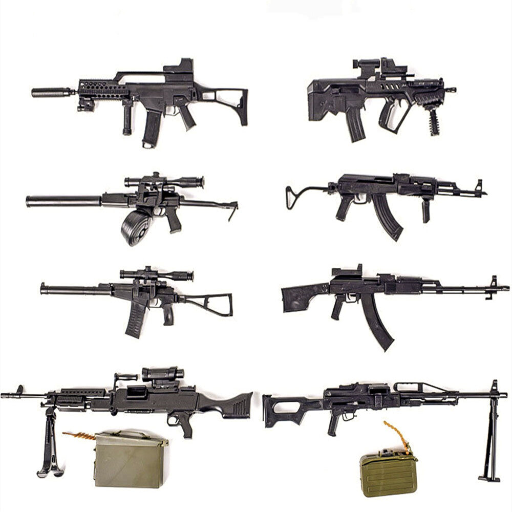 1/6 Scale Mini Gun Model, HK416 MP40 AK47 SVD TAC-50 M46 G36 PKP M240 Machine Gun，Plastic, Black,Easy To Assemble,For 12'' Action Figure
