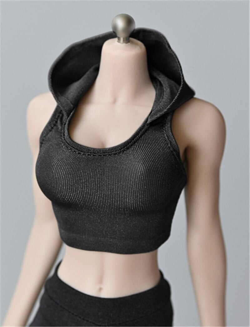 1/6 Scale Hooded Sleeveless Vest Sexy T-shirt Model for 12 Inche Action Figure