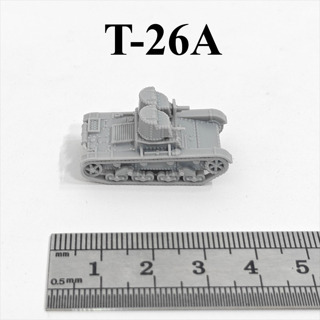 Soviet T-26A Light Tank,3D Printed,1/144 Scale Mini Tank Model,Resin