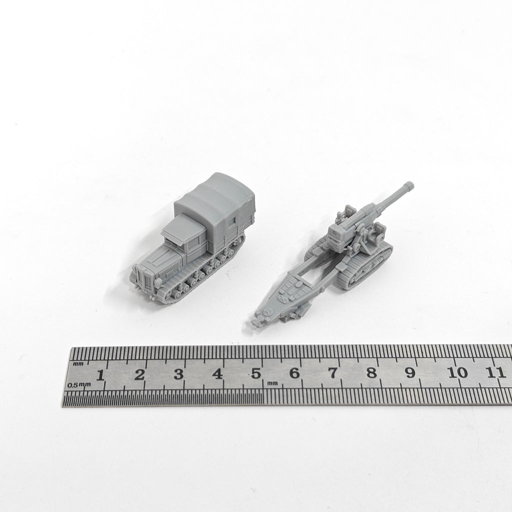 Soviet B-4 Howitzer +Tractor,3D Printed,1/144 Scale Mini Tank Model,Resin