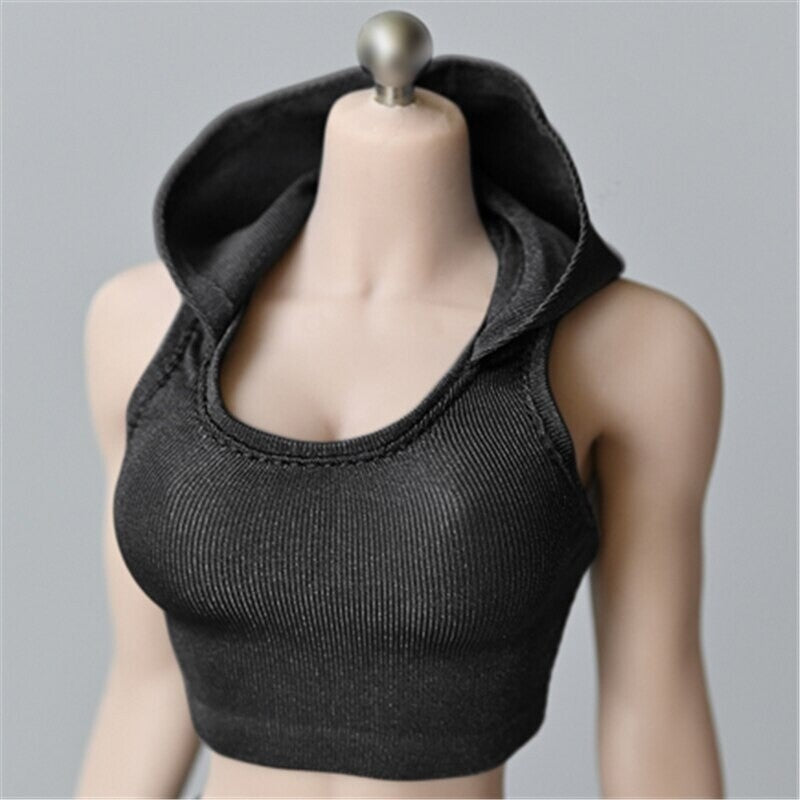 1/6 Scale Hooded Sleeveless Vest Sexy T-shirt Model for 12 Inche Action Figure
