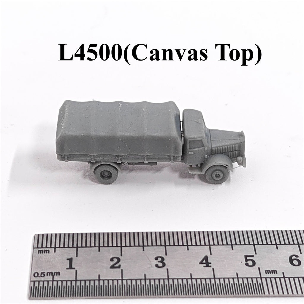 WWII German L4500 Military Truck (Canvas Top),3D Printed,1/144 Mini Model,Resin