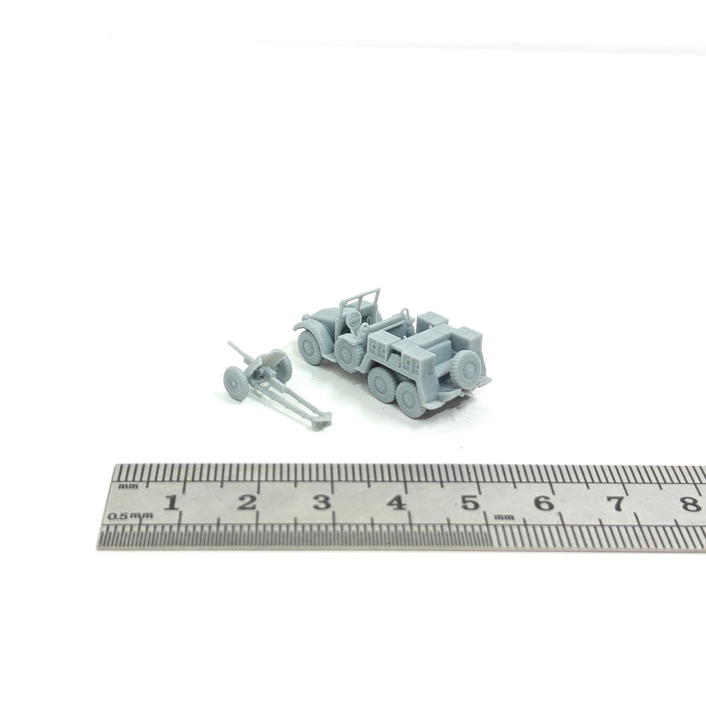 WWII German Kfz.69&Pak36 Gun Tractor,3D Printed,1/144 Scale Mini Model,Resin