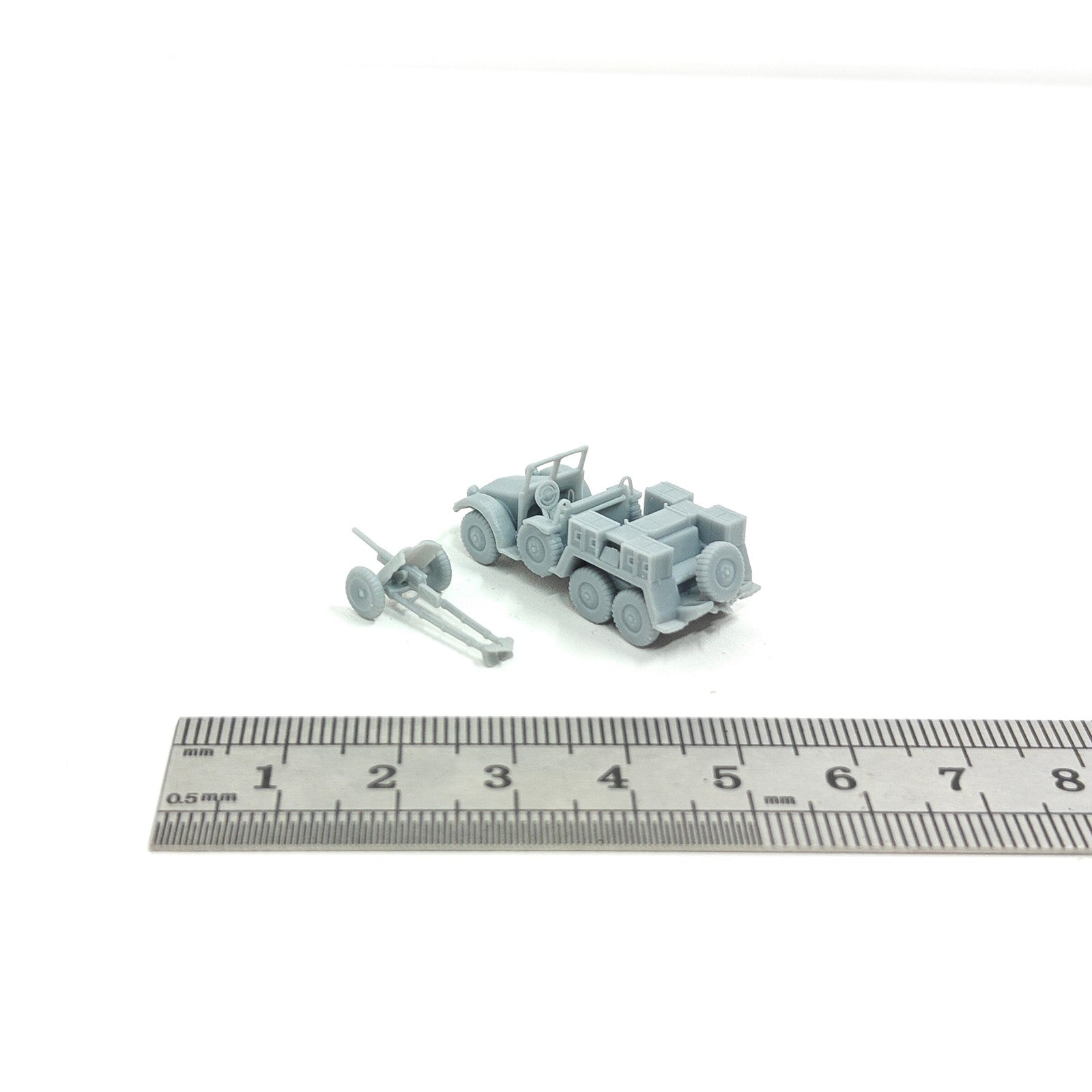 WWII German Kfz.69&Pak36 Gun Tractor,3D Printed,1/144 Scale Mini Model,Resin