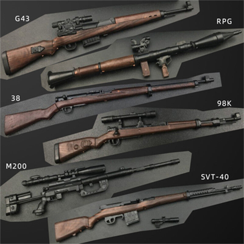 1/6 Scale Mini Gun Model, HK416 MP40 AK47 SVD TAC-50 M46 G36 PKP M240 Machine Gun，Plastic, Black,Easy To Assemble,For 12'' Action Figure