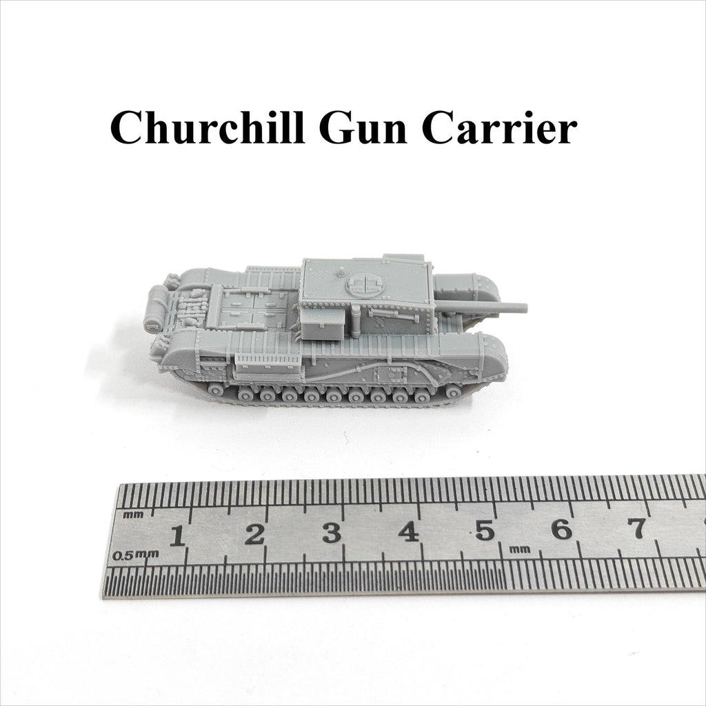 WWII British Churchill Gun Carrier,3D Printed,1/144 Scale Mini Tank Model,Resin