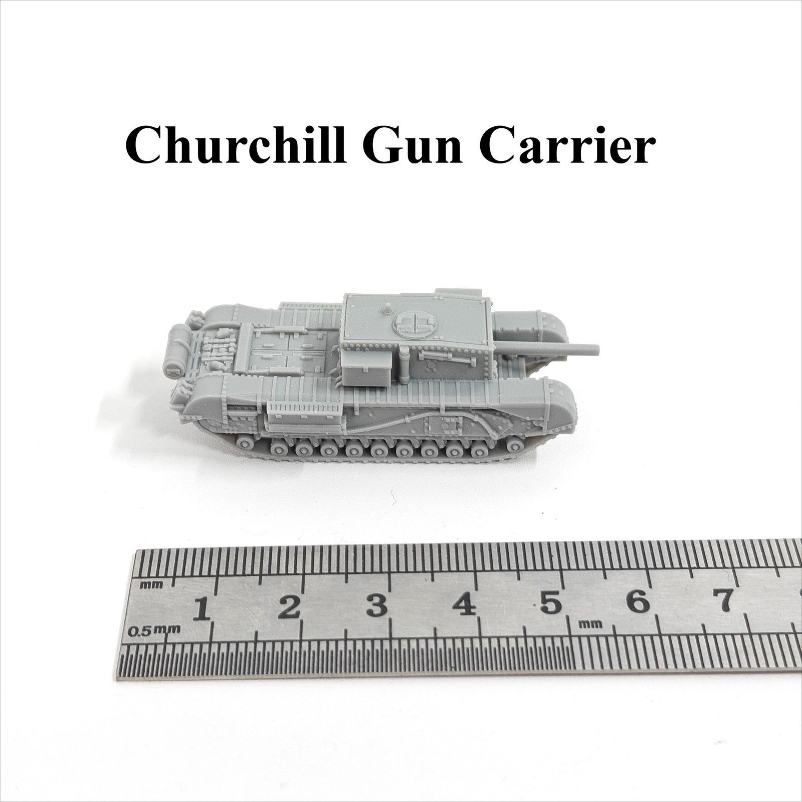 WWII British Churchill Gun Carrier,3D Printed,1/144 Scale Mini Tank Model,Resin