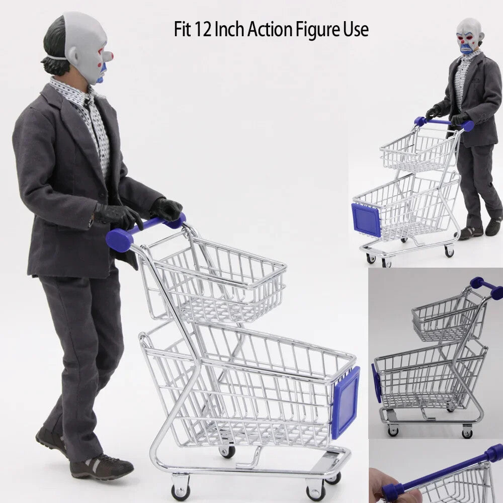 1/6 Scale Metal Shopping Cart with 2 Layers for 12" Action Figure Model