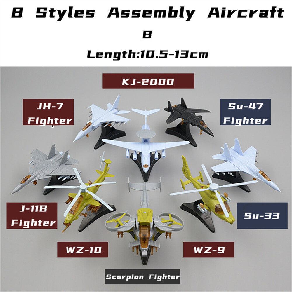 Mini Aircraft Airplane Fighter Model, Military Plastic Toy with Base,Paintable，F22 J20 J10 EF2000 MI8 MI24 AV-8A F-5E F15 F/A-18 UH1H MI8 SU25 SU30