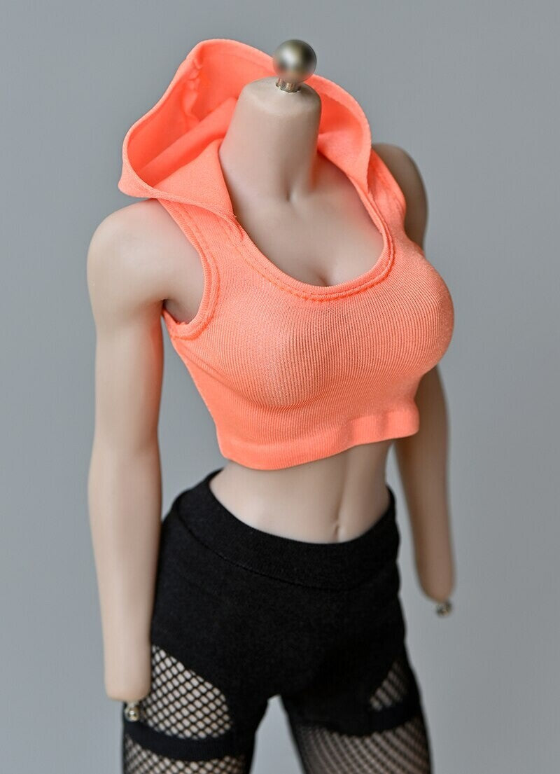 1/6 Scale Hooded Sleeveless Vest Sexy T-shirt Model for 12 Inche Action Figure