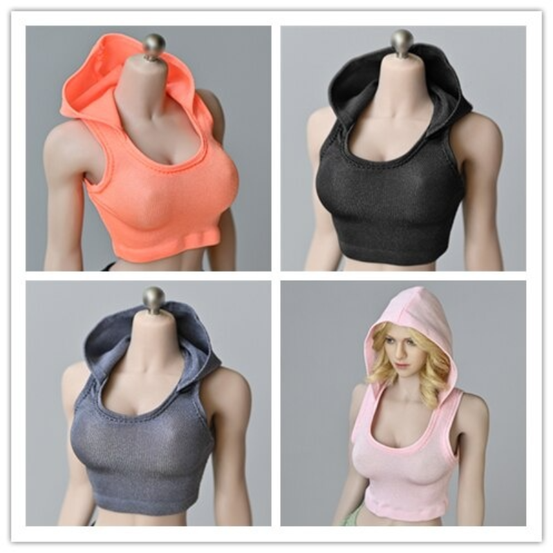 1/6 Scale Hooded Sleeveless Vest Sexy T-shirt Model for 12 Inche Action Figure