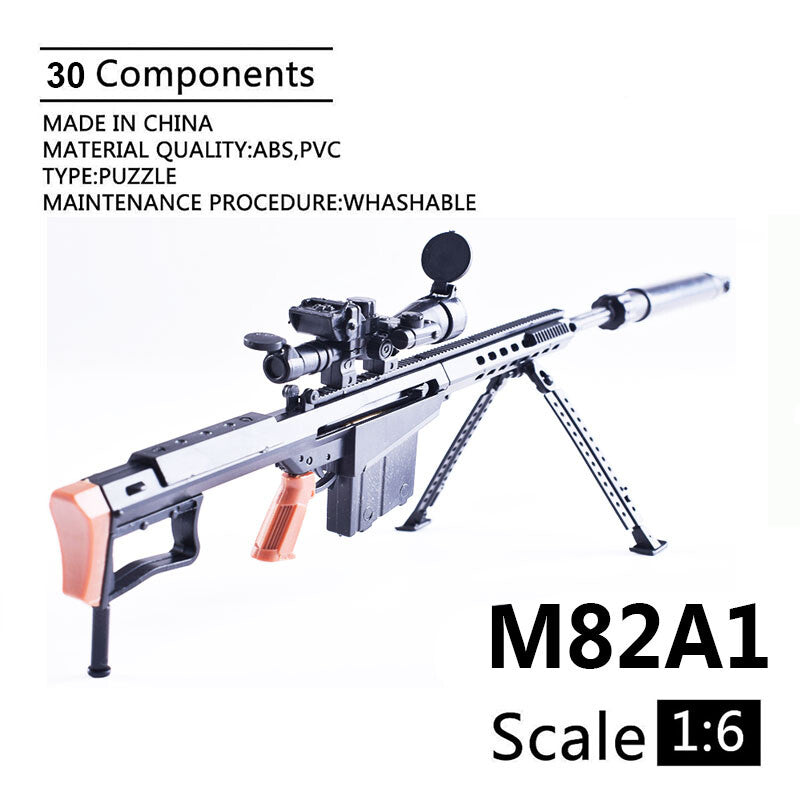 1/6 Scale Mini Gun Model, HK416 MP40 AK47 SVD TAC-50 M46 G36 PKP M240 Machine Gun，Plastic, Black,Easy To Assemble,For 12'' Action Figure