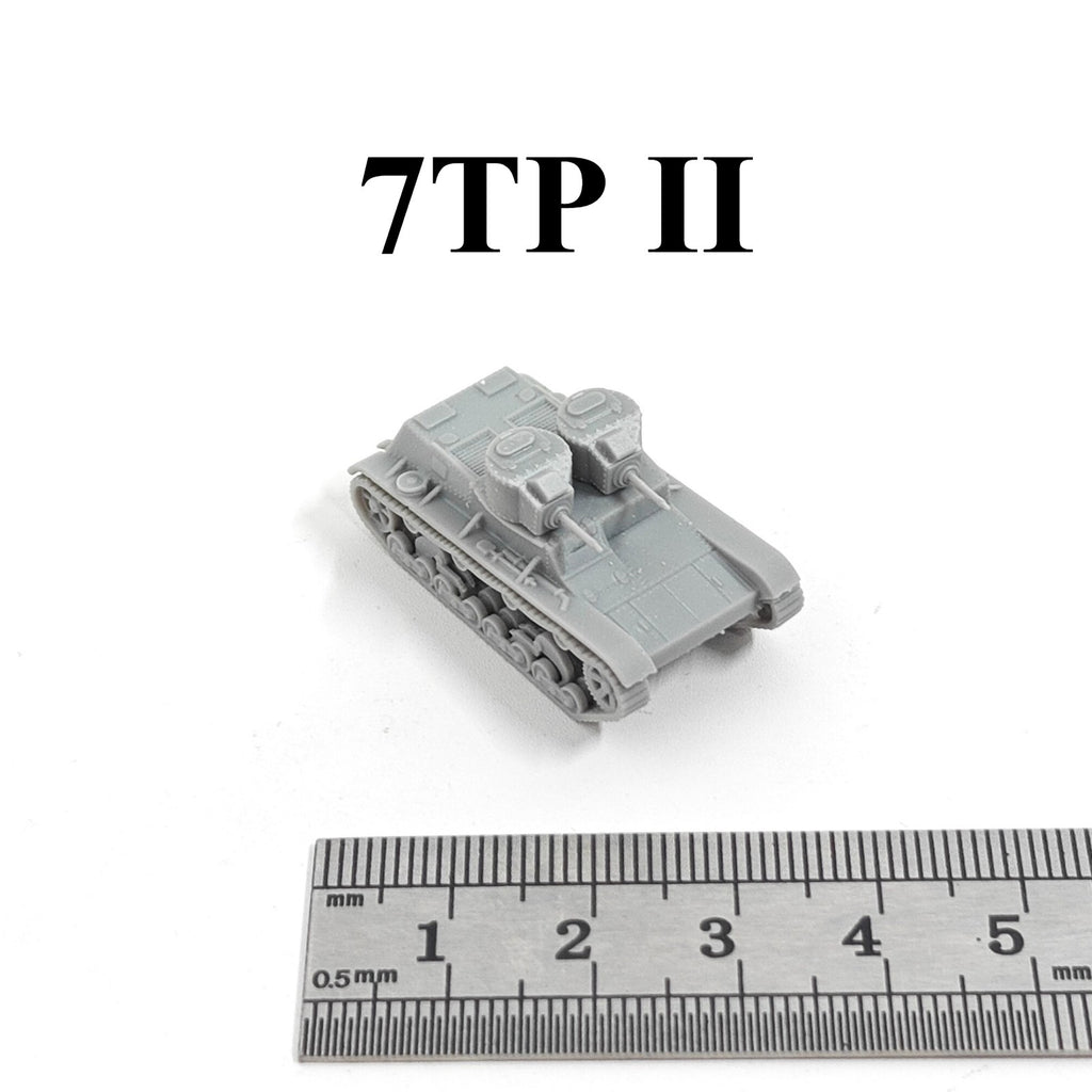 WWII Polish Army 7TP II Light Tank,3D Printed,1/144 Scale Mini Tank Model,Resin