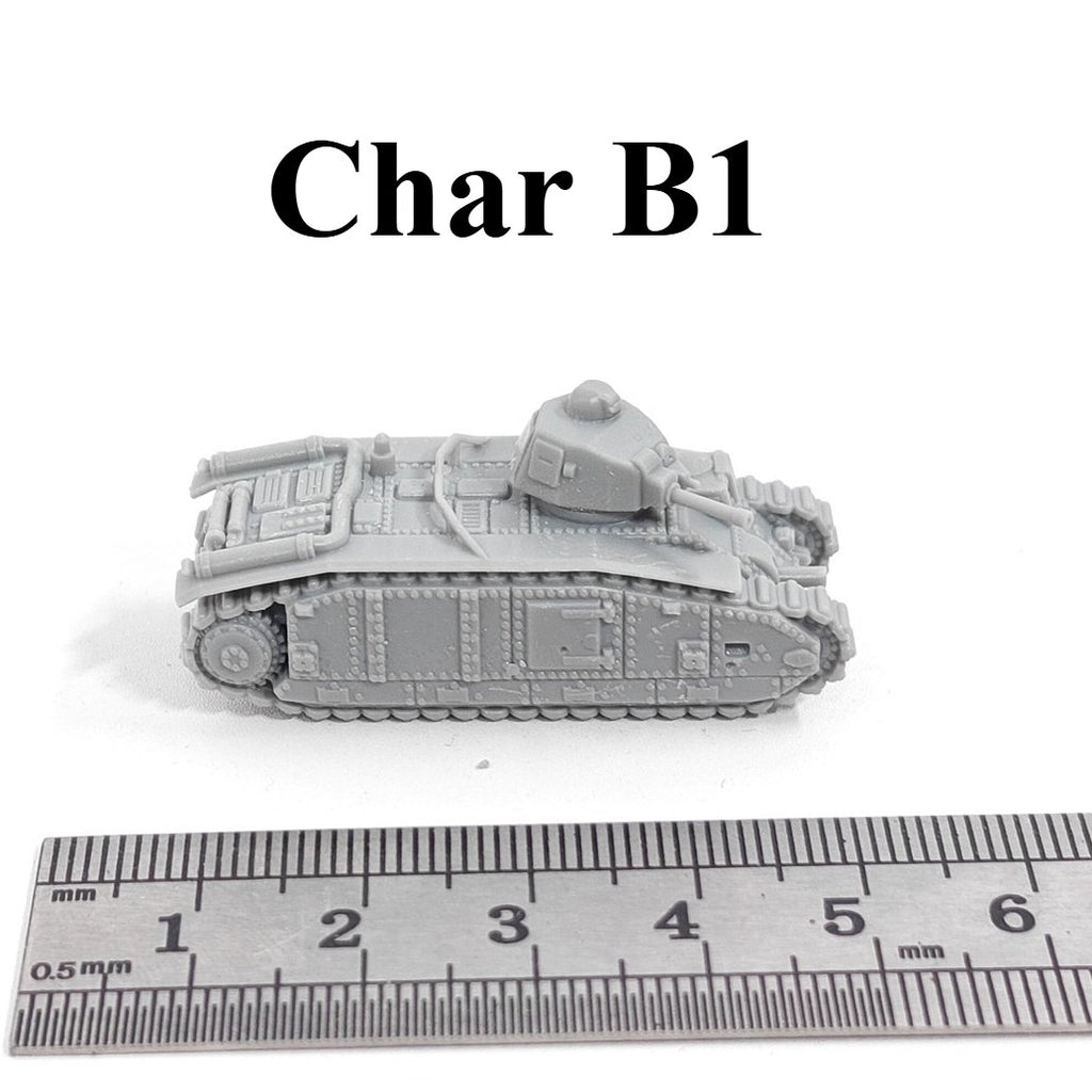French Char B1 Tank, 3D Printed ,1/144 Scale Mini Tank Model,Resin