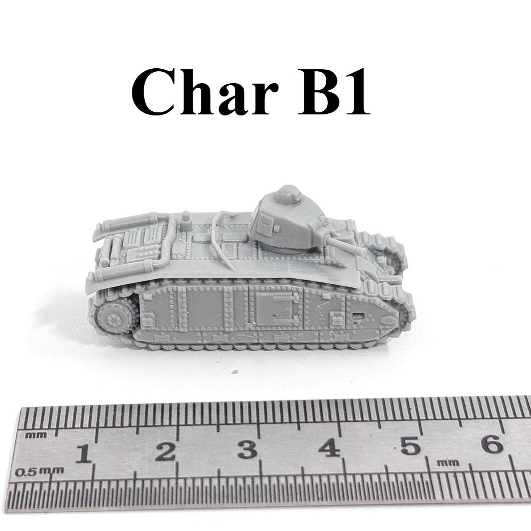 French Char B1 Tank, 3D Printed ,1/144 Scale Mini Tank Model,Resin
