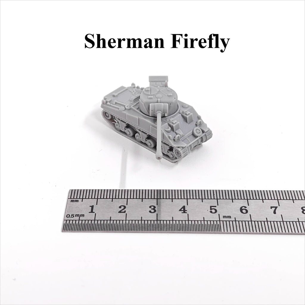 WWII British Sherman Firefly Tank,3D Printed,1/144 Scale Mini Tank Model,Resin