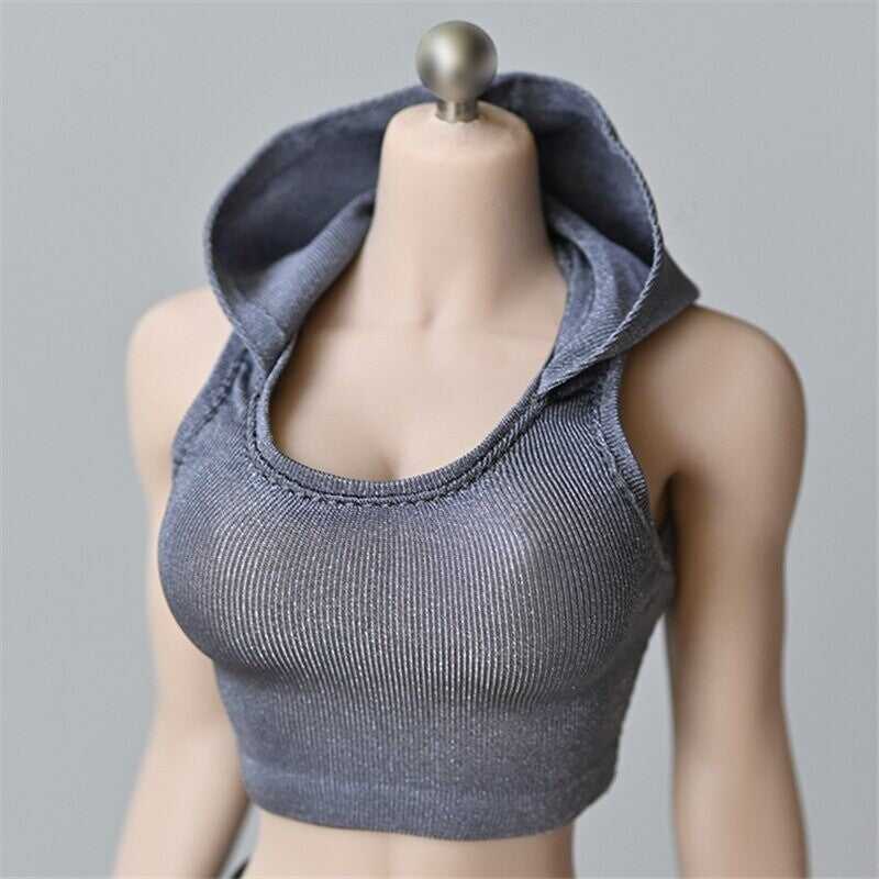 1/6 Scale Hooded Sleeveless Vest Sexy T-shirt Model for 12 Inche Action Figure