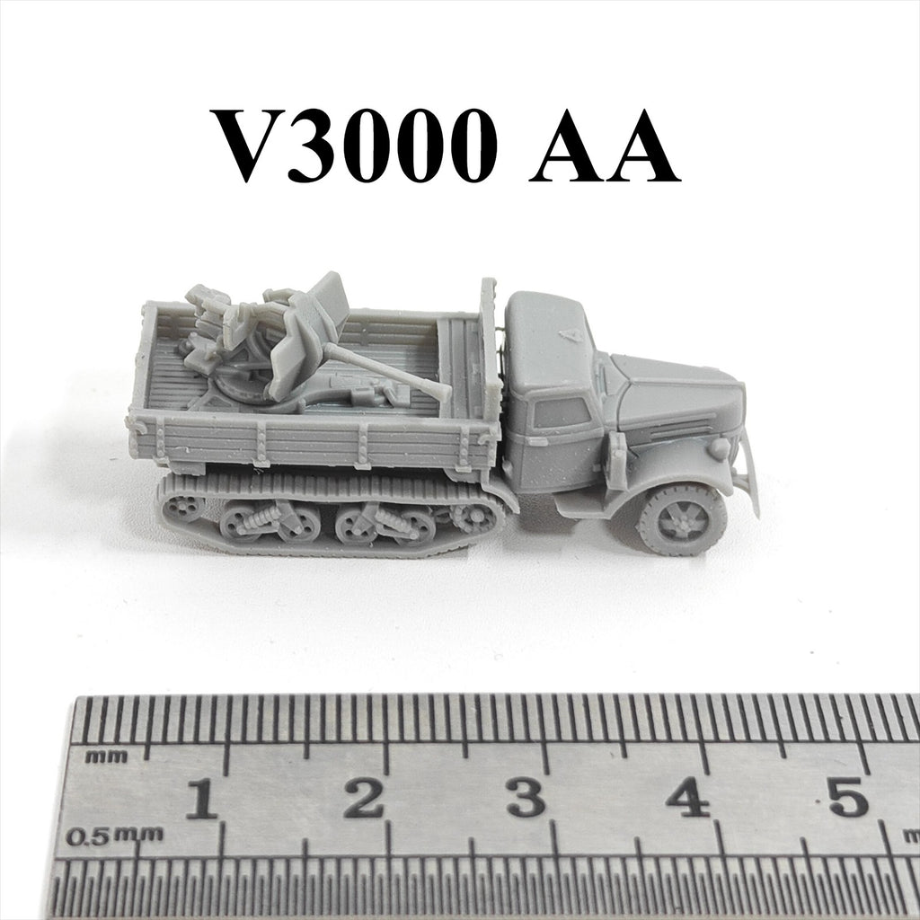 WWII German V3000 AA Half-track,3D Printed,1/144 Scale Mini Model,Resin