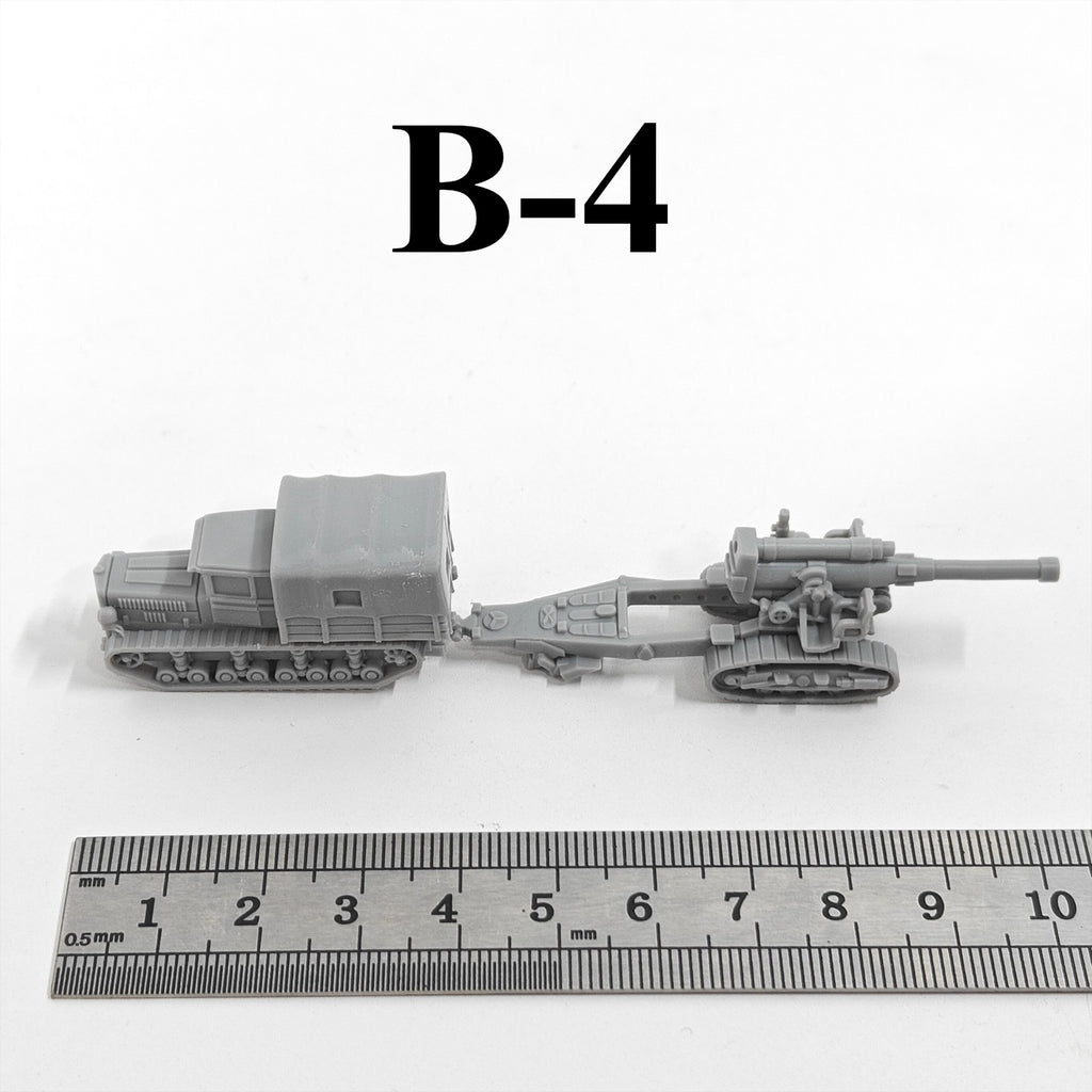 Soviet B-4 Howitzer +Tractor,3D Printed,1/144 Scale Mini Tank Model,Resin