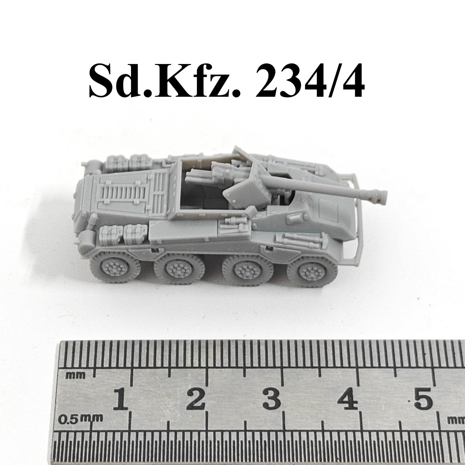 WWII German Sd.Kfz. 234/4 Wheeled Armor,3D Printed,1/144 Scale Mini Model,Resin