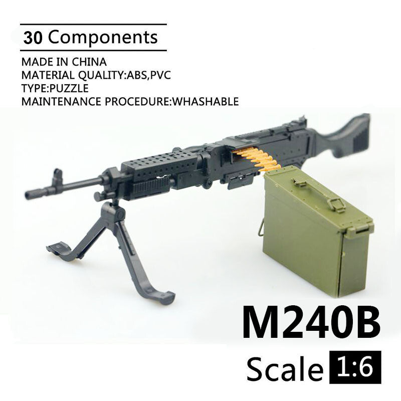 1/6 Scale Mini Gun Model, HK416 MP40 AK47 SVD TAC-50 M46 G36 PKP M240 Machine Gun，Plastic, Black,Easy To Assemble,For 12'' Action Figure