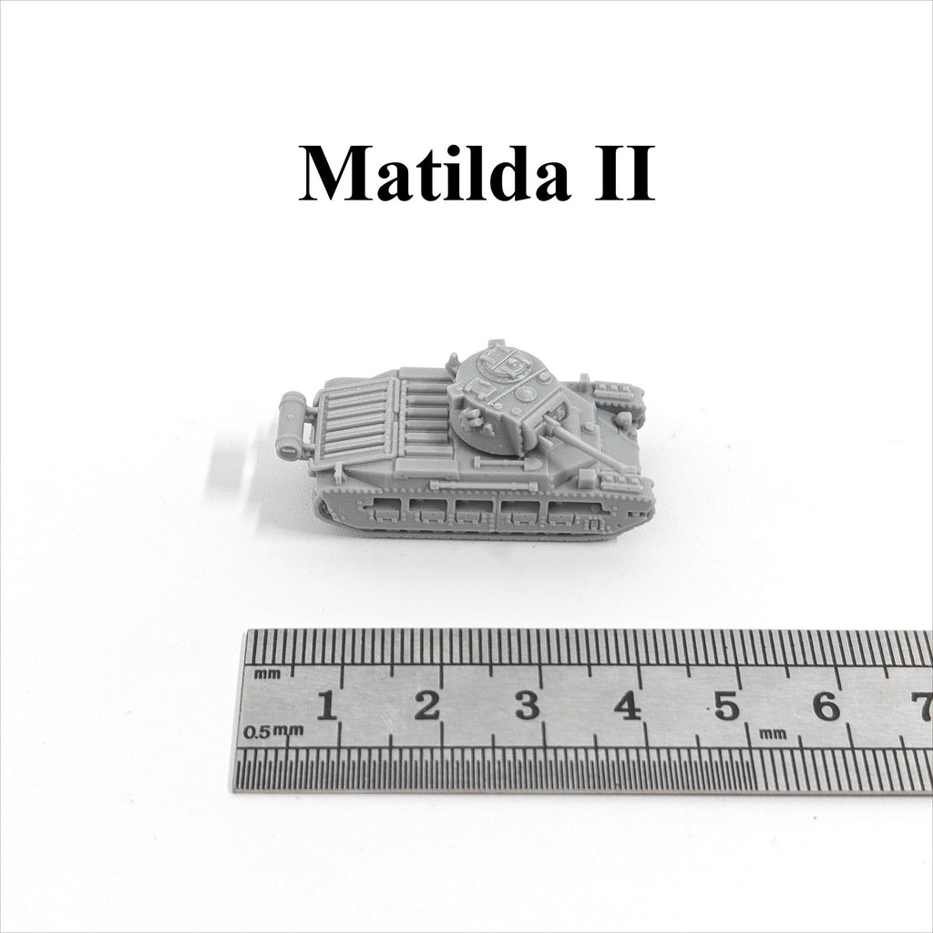 WWII British Matilda II Tank,3D Printed,1/144 Scale Mini Tank Model,Resin