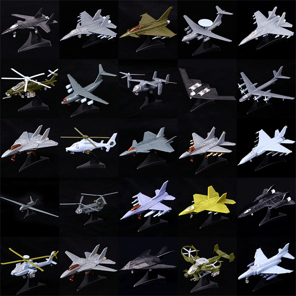 Mini Aircraft Airplane Fighter Model, Military Plastic Toy with Base,Paintable，F22 J20 J10 EF2000 MI8 MI24 AV-8A F-5E F15 F/A-18 UH1H MI8 SU25 SU30