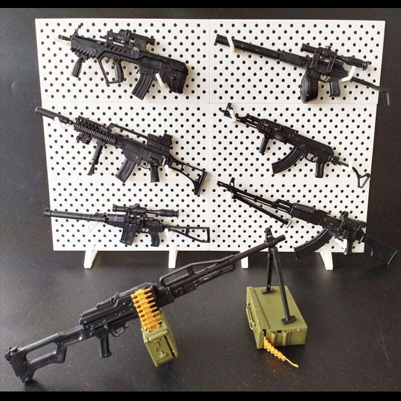 1/6 Scale Mini Gun Model, HK416 MP40 AK47 SVD TAC-50 M46 G36 PKP M240 Machine Gun，Plastic, Black,Easy To Assemble,For 12'' Action Figure