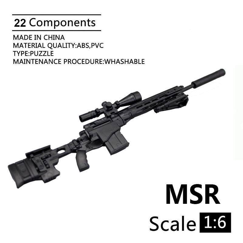 1/6 Scale Mini Gun Model, HK416 MP40 AK47 SVD TAC-50 M46 G36 PKP M240 Machine Gun，Plastic, Black,Easy To Assemble,For 12'' Action Figure