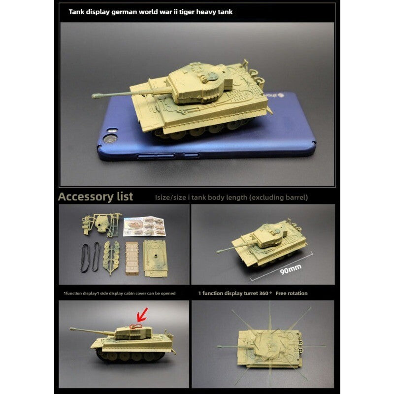 1/72 Scale Mini Plastic Assembled Tank Model Kit WWII Military Model Puzzles