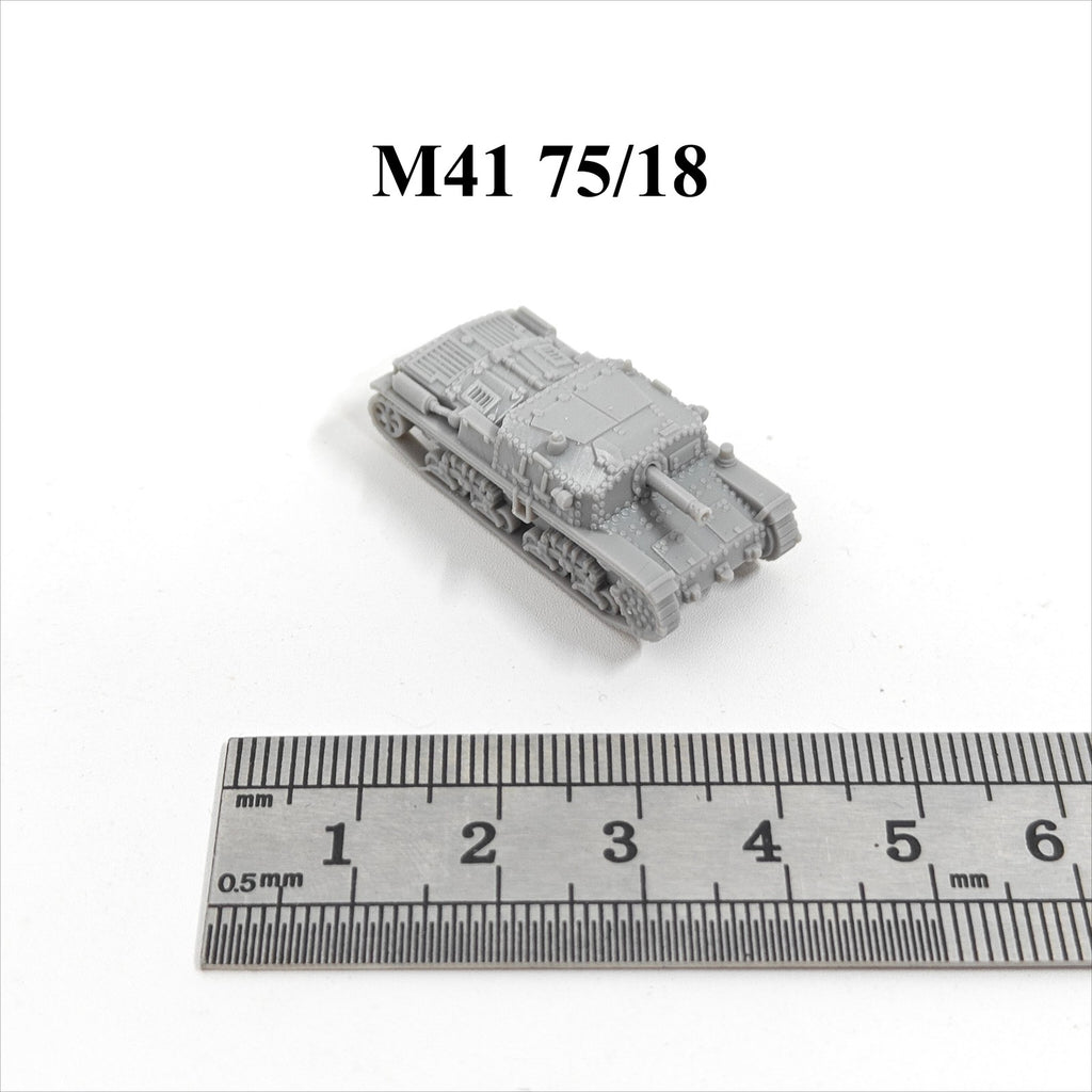 WWII Italian M41 75/18 Assault Gun,3D Printed,1/144 Scale Mini Tank Model,Resin