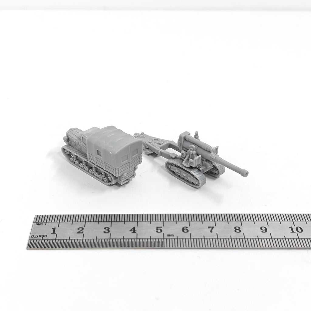 Soviet B-4 Howitzer +Tractor,3D Printed,1/144 Scale Mini Tank Model,Resin