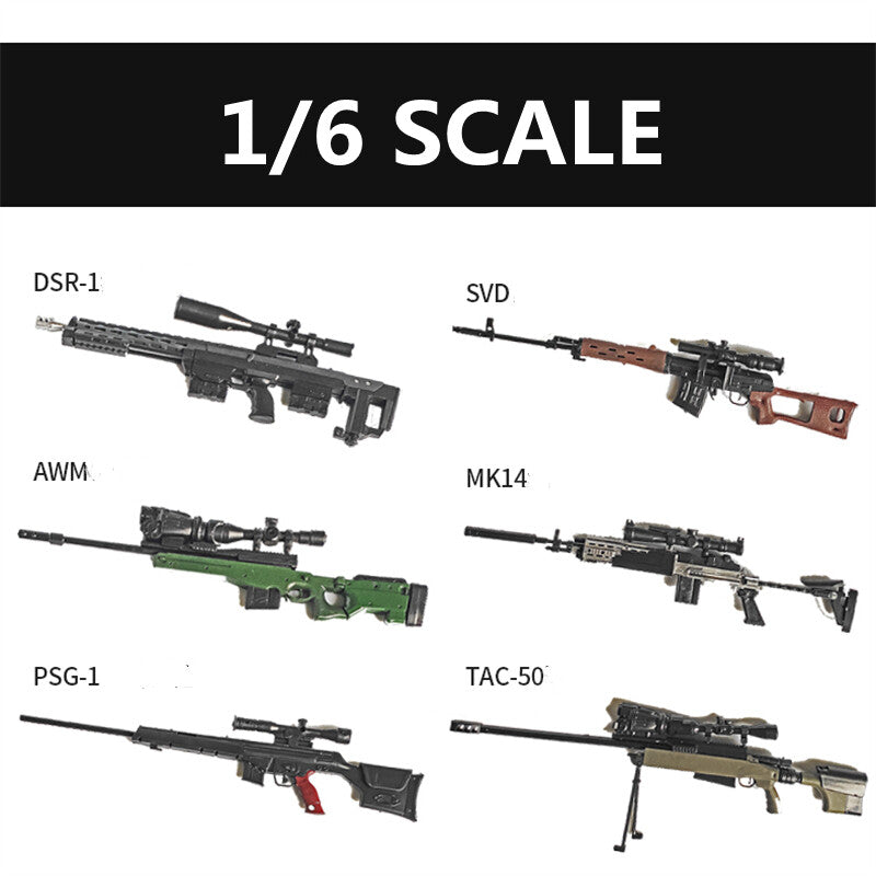 1/6 Scale Mini Gun Model, HK416 MP40 AK47 SVD TAC-50 M46 G36 PKP M240 Machine Gun，Plastic, Black,Easy To Assemble,For 12'' Action Figure