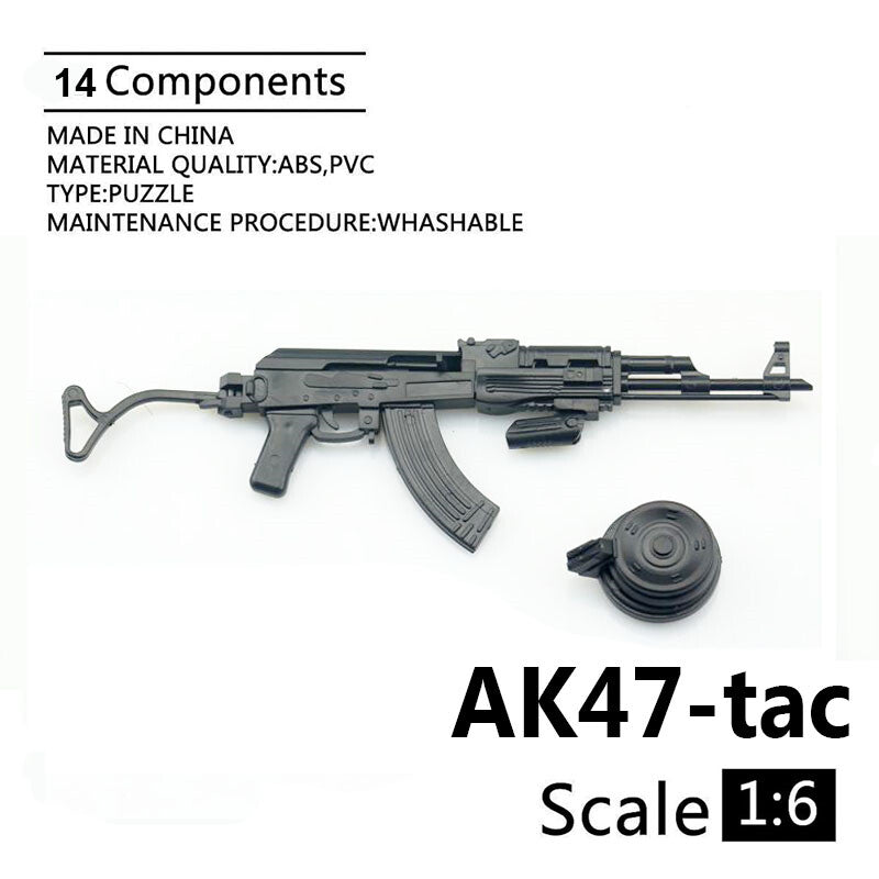 1/6 Scale Mini Gun Model, HK416 MP40 AK47 SVD TAC-50 M46 G36 PKP M240 Machine Gun，Plastic, Black,Easy To Assemble,For 12'' Action Figure