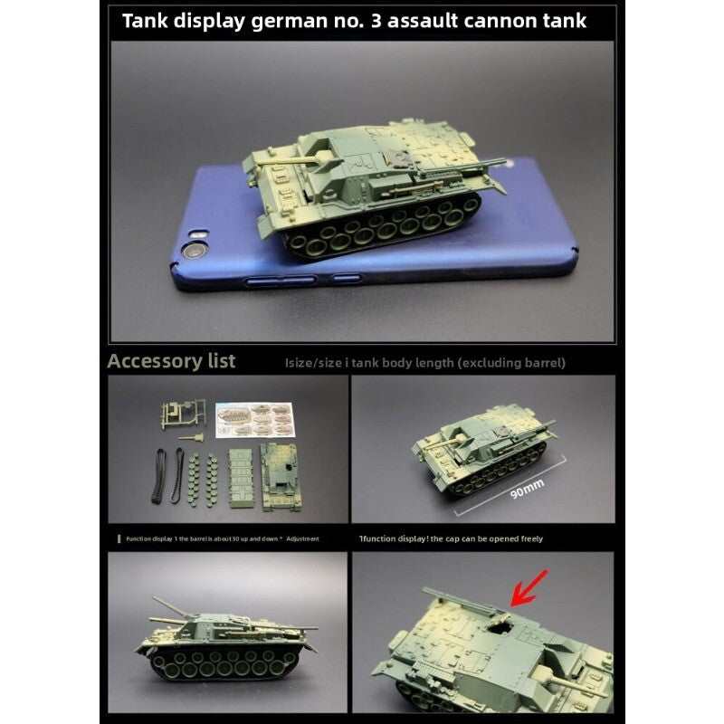 1/72 Scale Mini Plastic Assembled Tank Model Kit WWII Military Model Puzzles