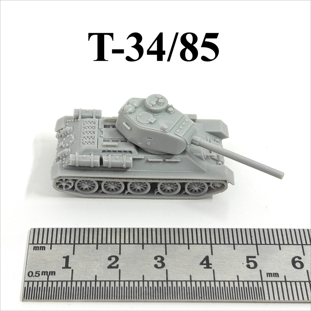 WWII Soviet T-34/85 Medium Tank,3D Printed,1/144 Scale Mini Tank Model,Resin