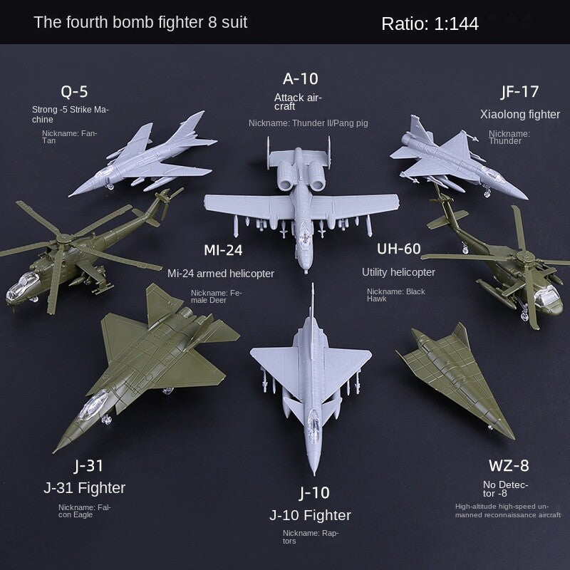 Mini Aircraft Airplane Fighter Model, Military Plastic Toy with Base,Paintable，F22 J20 J10 EF2000 MI8 MI24 AV-8A F-5E F15 F/A-18 UH1H MI8 SU25 SU30