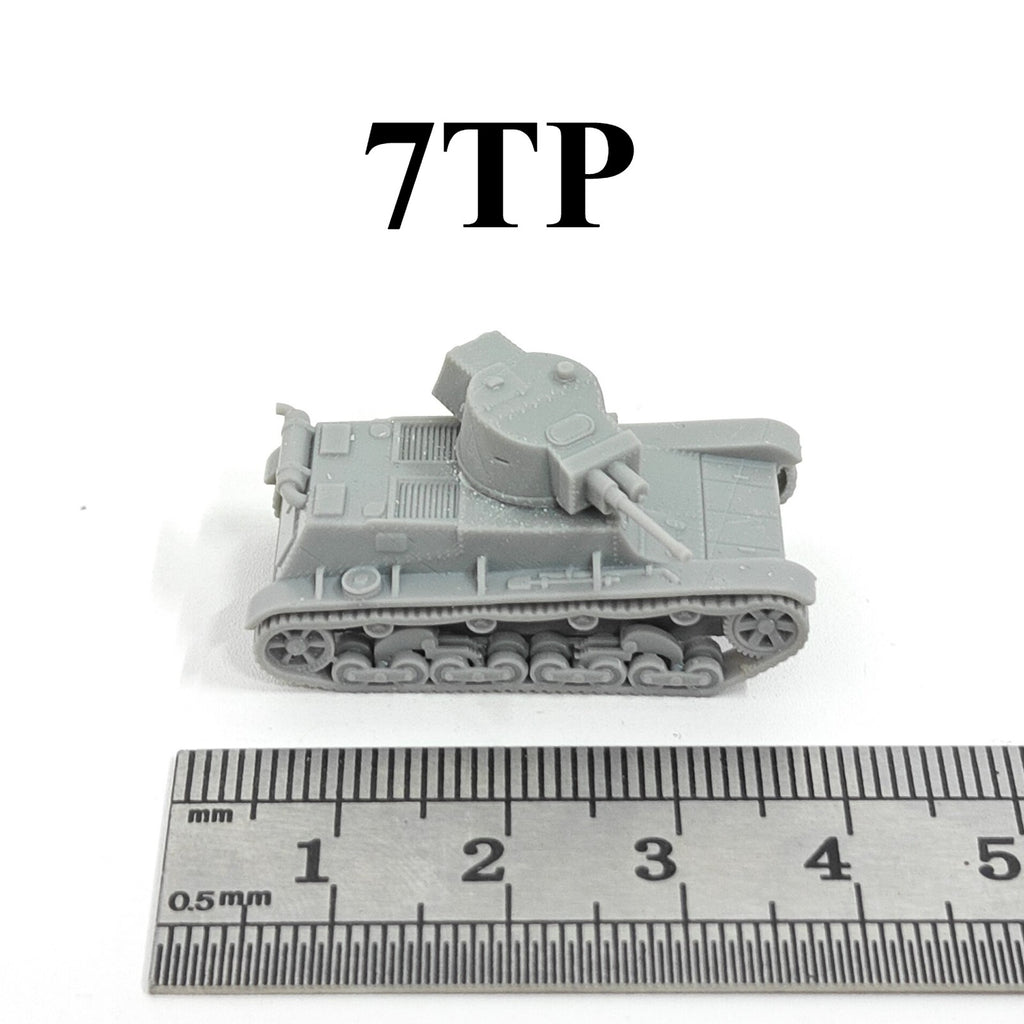 WWII Polish Army 7TP Light Tank,3D Printed,1/144 Scale Mini Tank Model,Resin