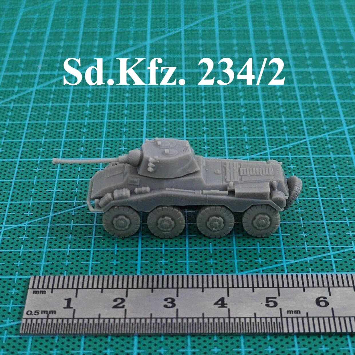 WWII German Sd.Kfz. 234/2 Wheeled Armor,3D Printed,1/144 Scale Mini Model,Resin