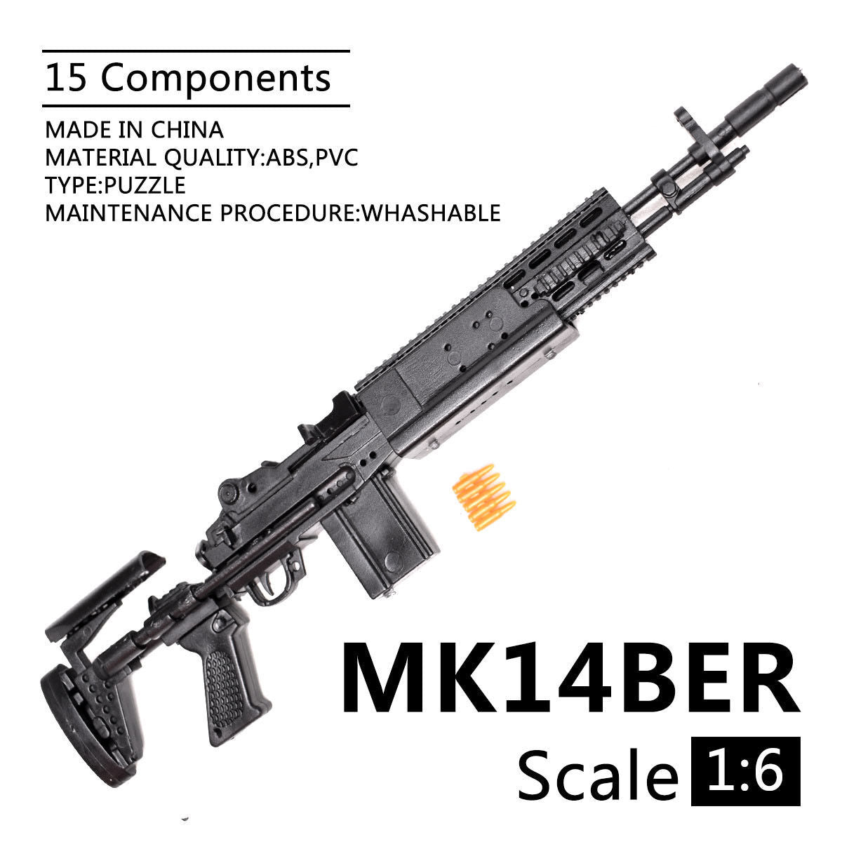 1/6 Scale Mini Gun Model, HK416 MP40 AK47 SVD TAC-50 M46 G36 PKP M240 Machine Gun，Plastic, Black,Easy To Assemble,For 12'' Action Figure