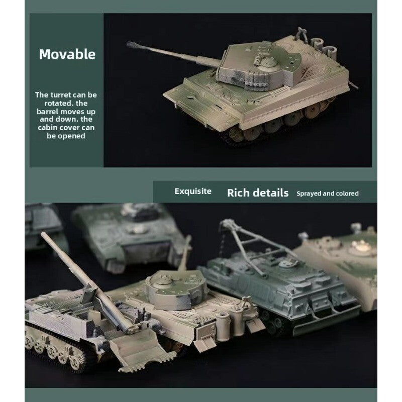 1/72 Scale Mini Plastic Assembled Tank Model Kit WWII Military Model Puzzles