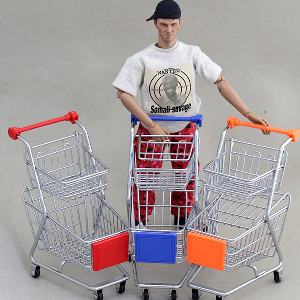 1/6 Scale Metal Shopping Cart with 2 Layers for 12" Action Figure Model