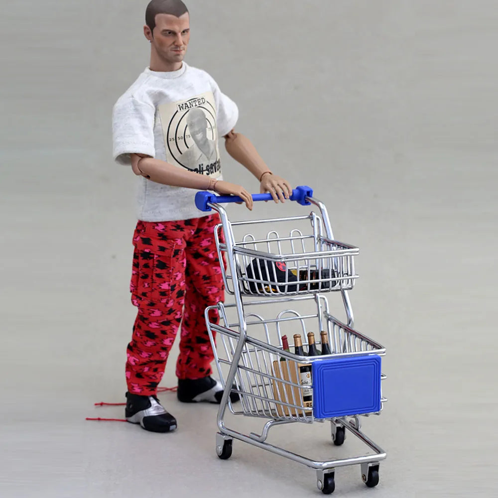 1/6 Scale Metal Shopping Cart with 2 Layers for 12" Action Figure Model